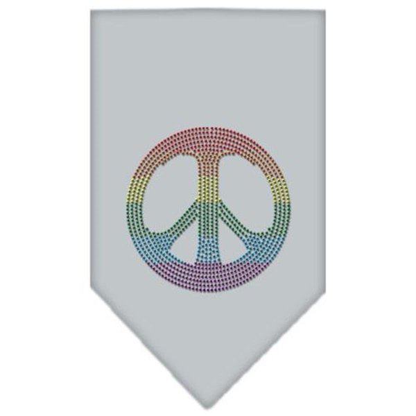 Unconditional Love Rainbow Peace Sign Rhinestone Bandana Grey Large UN849284